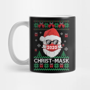 Santa Face Mask Ugly Christmas Sweater 2020 Family Group Pajamas Mug